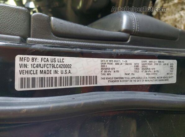 1C4RJFCT9LC420002 2020 JEEP GRAND Black Widok naklejki z numerem VIN