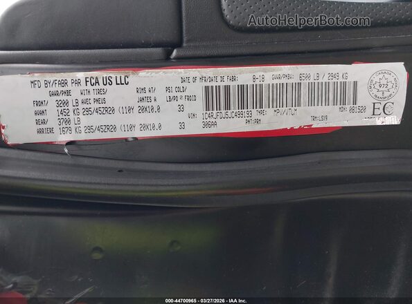 1C4RJFDJ5JC499193 2018 JEEP GRAND CHEROKEE Black Вид підкапотного простору