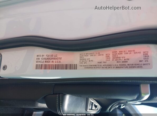1C4RJKBG8R8543797 2024 JEEP GRAND CHEROKEE L White Widok komory silnika