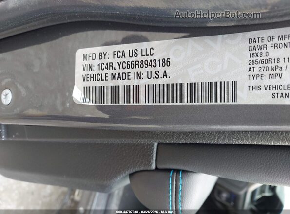 1C4RJYC66R8943186 2024 JEEP GRAND CHEROKEE 4XE Серый Вид подкапотного пространства