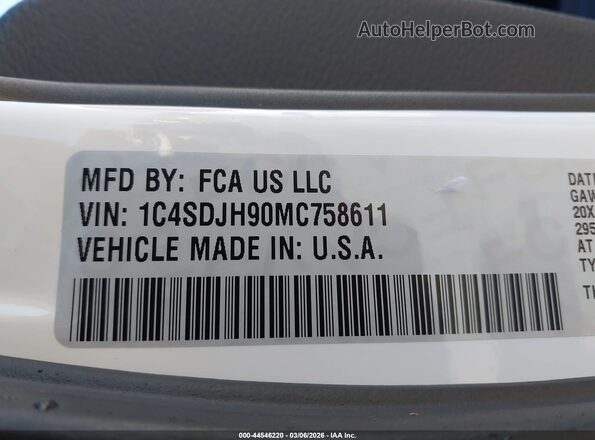 1C4SDJH90MC758611 2021 DODGE DURANGO Белый Вид подкапотного пространства