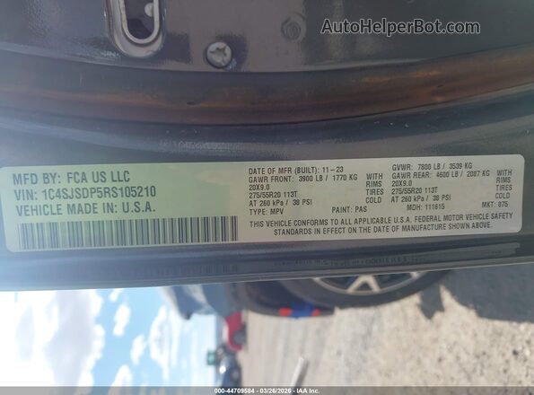 1C4SJSDP5RS105210 2024 JEEP WAGONEER L Серый Вид подкапотного пространства