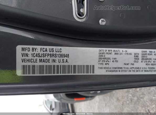 1C4SJSFP8RS136948 2024 JEEP GRAND WAGONEER L Black ძრავის განყოფილების ხედი