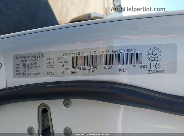 1C6RR7PT6JS181267 2018 RAM 1500 Белый Вид подкапотного пространства