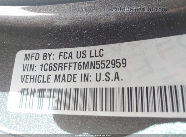 1C6SRFFT6MN552959 2021 RAM 1500 Черный Вид наклейки с VIN-кодом