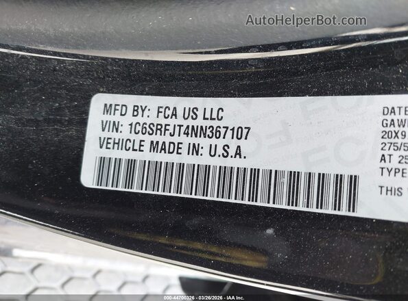 1C6SRFJT4NN367107 2022 RAM 1500 Черный Вид подкапотного пространства