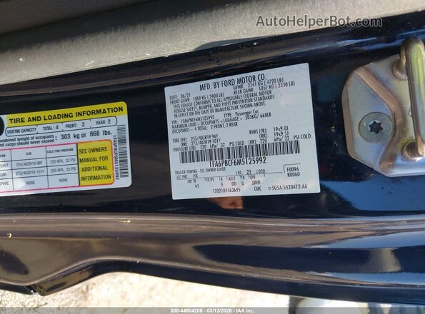 1FA6P8CF6M5125992 2021 FORD MUSTANG Black Widok komory silnika