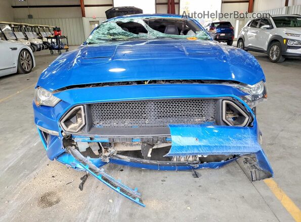 1FA6P8TH0K5118843 2019 FORD MUSTANG Blue Front view