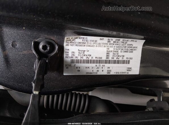 1FADP3K25GL348341 2016 FORD FOCUS Gray Widok komory silnika