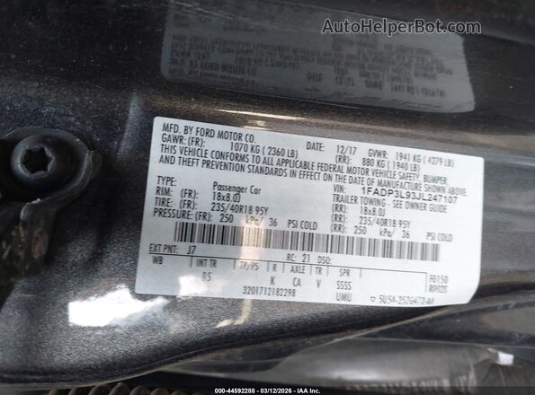 1FADP3L93JL247107 2018 FORD FOCUS ST Gray Вид підкапотного простору