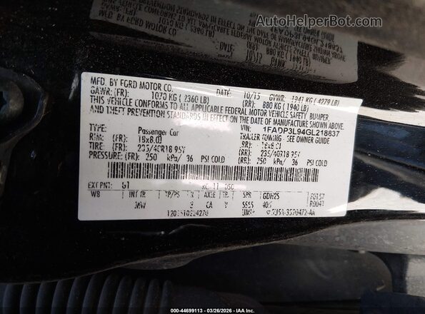1FADP3L94GL218837 2016 FORD FOCUS ST Black Widok komory silnika