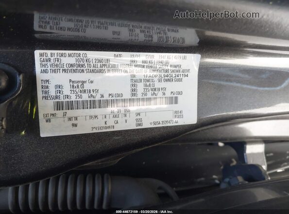 1FADP3L94GL241194 2016 FORD FOCUS ST Серый Вид подкапотного пространства