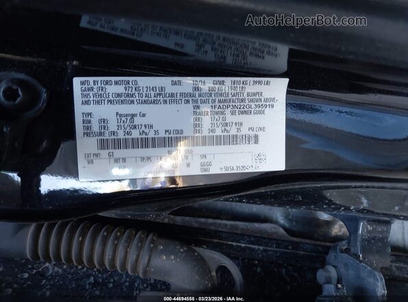 1FADP3N22GL395919 2016 FORD FOCUS Black Vista del compartimento del motor