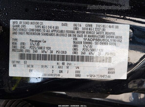 1FADP5BU8GL116152 2016 FORD C-MAX HYBRID Black Vista del compartimento del motor