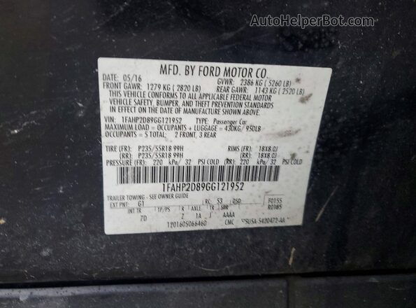 1FAHP2D89GG121952 2016 FORD TAURUS Черный Вид подкапотного пространства