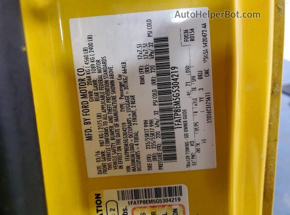 1FATP8EM5G5304219 2016 FORD MUSTANG Золотой Вид подкапотного пространства