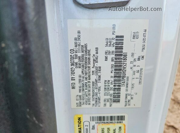 1FATP8UH2H5218081 2017 FORD MUSTANG White Widok komory silnika