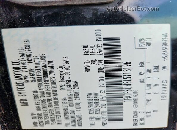 1FATP8UH8L5113196 2020 FORD MUSTANG Black Вид підкапотного простору