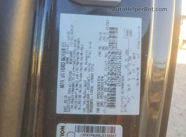 1FATP8UHXJ5156807 2018 FORD MUSTANG Black Widok komory silnika