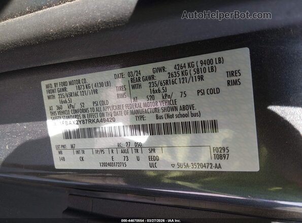 1FBAX2Y87RKA49420 2024 FORD PASSENGER Gray Widok komory silnika