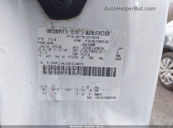 1FDBF2A63GEC54073 2016 FORD F-250 White Vista del compartimento del motor