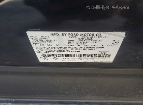 1FM5K7F85KGA16139 2019 FORD FORD EXPLORER Black Вид наклейки з VIN-кодом
