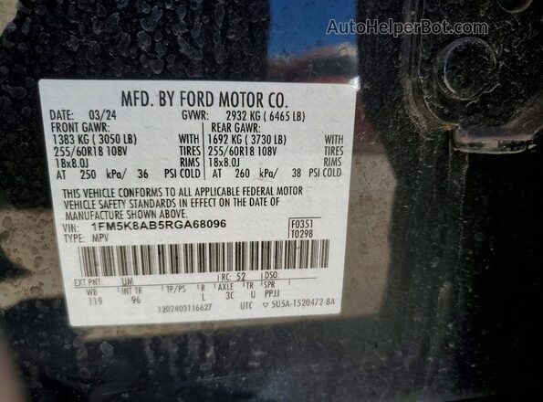 1FM5K8AB5RGA68096 2024 FORD FORD EXPLORER Black Widok komory silnika