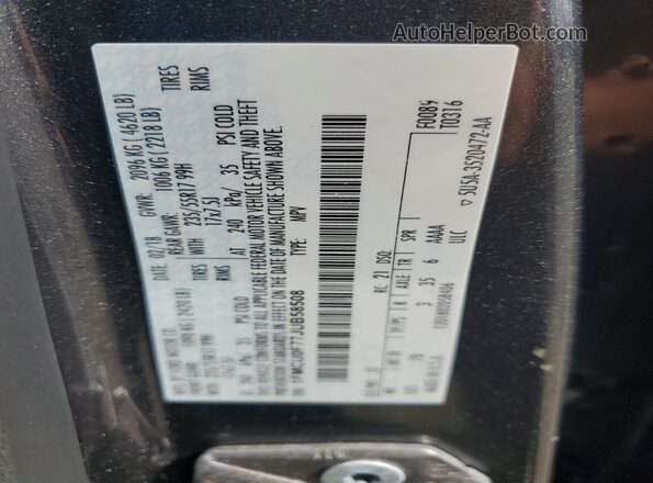1FMCU0F77JUB58508 2018 FORD ESCAPE Gray Widok naklejki z numerem VIN