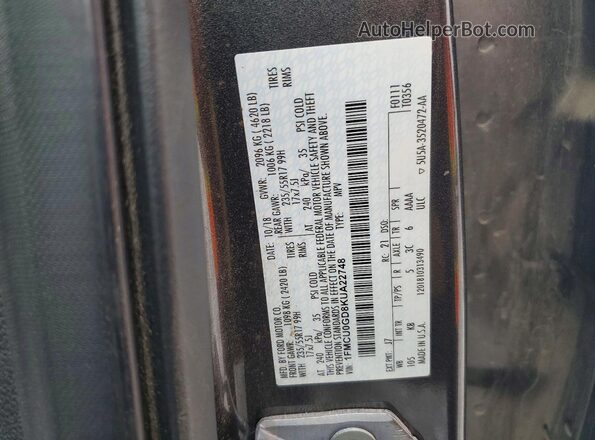 1FMCU0GD8KUA22748 2019 FORD ESCAPE Серый Вид подкапотного пространства