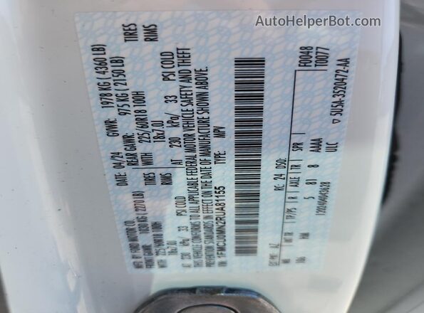 1FMCU0MN2RUA81155 2024 FORD ESCAPE Белый Вид наклейки с VIN-кодом