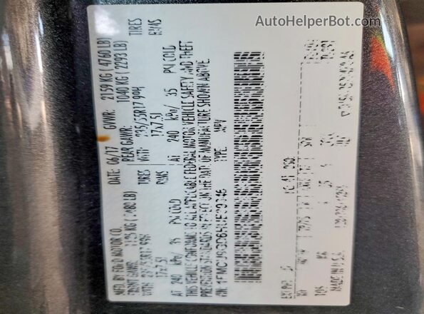 1FMCU9GD6HUE39346 2017 FORD ESCAPE Charcoal ძრავის განყოფილების ხედი