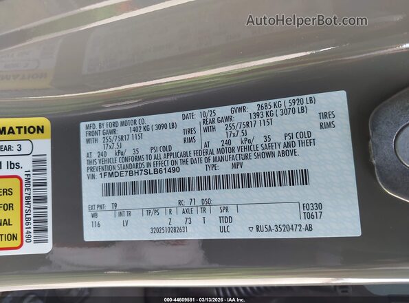 1FMDE7BH7SLB61490 2025 FORD BRONCO Серый Вид подкапотного пространства