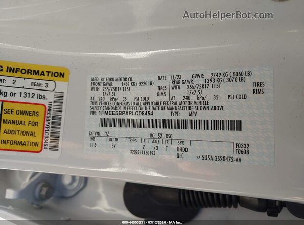 1FMEE5BPXPLC08454 2023 FORD BRONCO White Engine compartment view