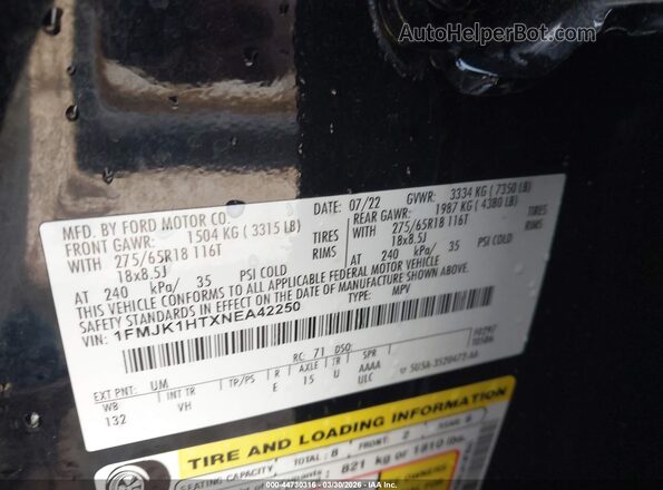 1FMJK1HTXNEA42250 2022 FORD EXPEDITION Черный Вид подкапотного пространства