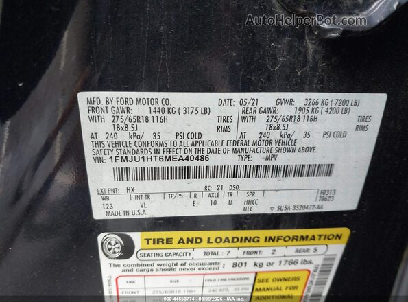 1FMJU1HT6MEA40486 2021 FORD EXPEDITION Dark Blue Вид подкапотного пространства