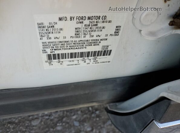 1FMSK7DHXRGA02575 2024 FORD FORD EXPLORER White Вид підкапотного простору