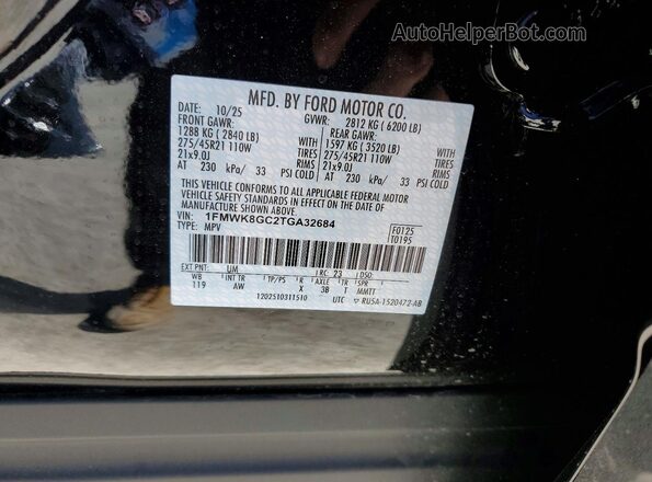 1FMWK8GC2TGA32684 2026 FORD FORD EXPLORER Черный Панорамный вид салона 360°
