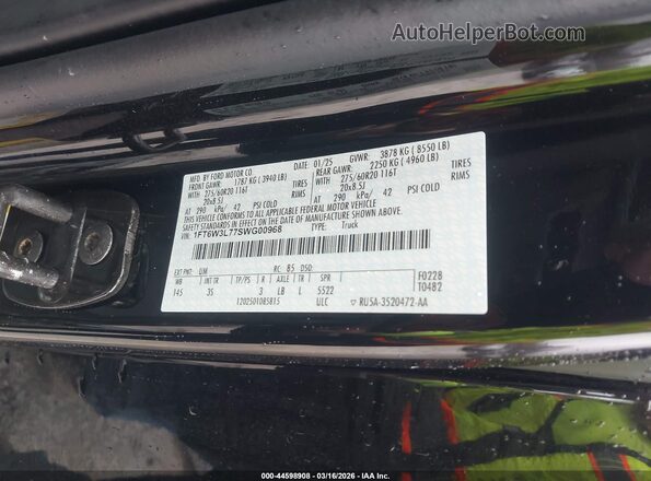 1FT6W3L77SWG00968 2025 FORD F-150 LIGHTNING Black Вид підкапотного простору