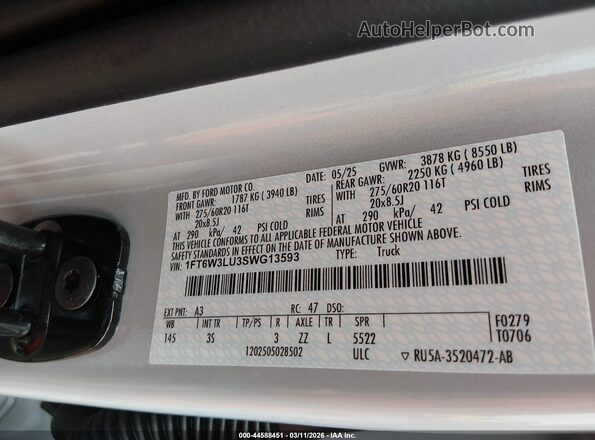1FT6W3LU3SWG13593 2025 FORD F-150 LIGHTNING Gray ძრავის განყოფილების ხედი