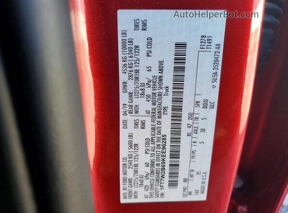 1FT7W2B69KEE96285 2019 FORD F250 Красный Вид подкапотного пространства
