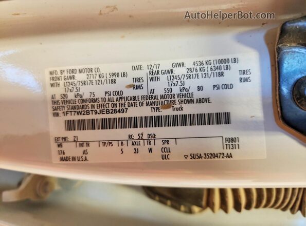 1FT7W2BT9JEB28497 2018 FORD F250 Белый Вид подкапотного пространства