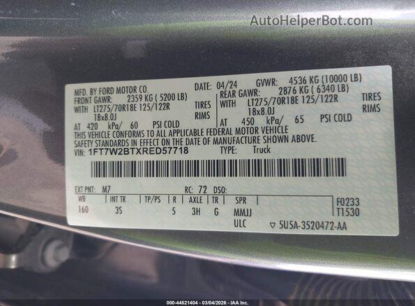 1FT7W2BTXRED57718 2024 FORD F-250 Gray Engine compartment view
