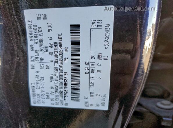 1FT8W2BT0MEC57169 2021 FORD F250 Blue Widok naklejki z numerem VIN