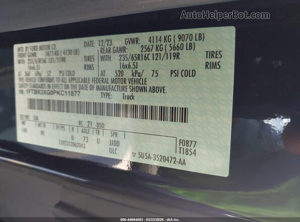 1FTBR3XG0PKC11877 2023 FORD TRANSIT-250 Black Widok komory silnika