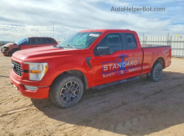 1FTEX1CP1MKD60842 2021 FORD F150 Красный Передняя левая четверть
