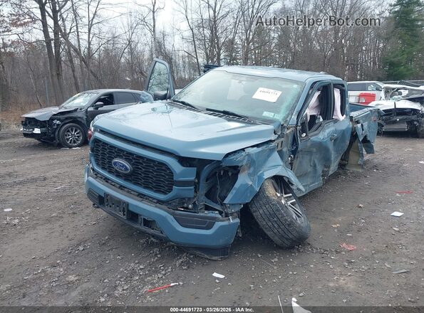 1FTEX1EP9PKD71010 2023 FORD F150 Синий Передняя левая четверть