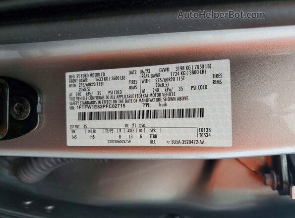 1FTFW1E82PFC02715 2023 FORD F150 Silver Widok komory silnika