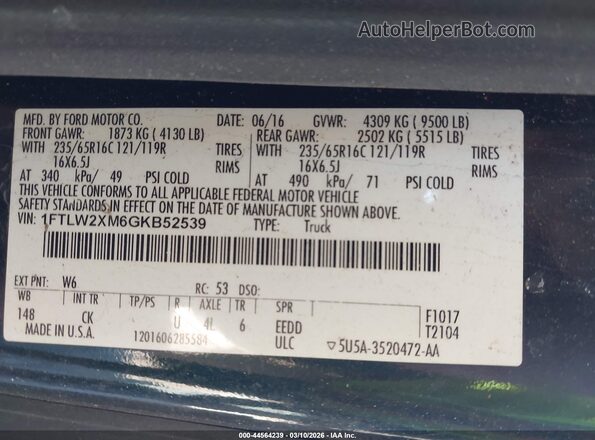1FTLW2XM6GKB52539 2016 FORD TRANSIT-350 Зеленый Вид подкапотного пространства