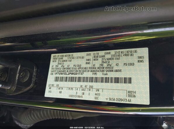 1FTVW1EL2PWG01737 2023 FORD F-150 LIGHTNING Черный Вид подкапотного пространства