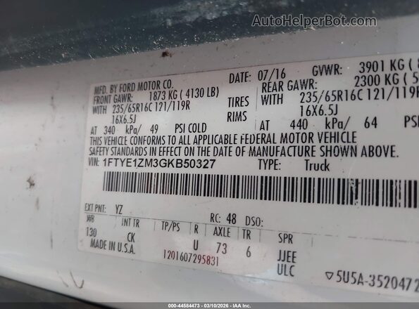 1FTYE1ZM3GKB50327 2016 FORD TRANSIT-150 Белый Вид подкапотного пространства
